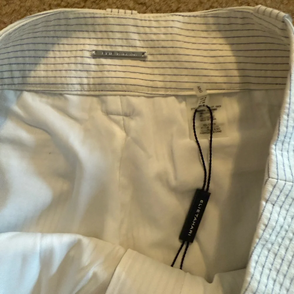 Elie Tahari White Striped Shorts